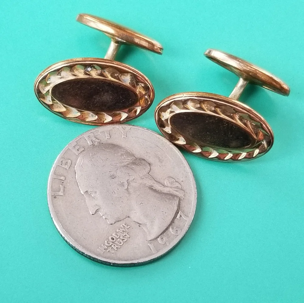 Vintage oval cufflinks gold tone cuff links mens